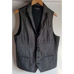 John Varvatos Men's Vest Size 48 Plaid Gray Wool Polyester Casual